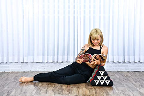 Image of Leewadee Triangle Cushion - Comfortable Backrest for TV or Reading, Incline Pillow for Relaxing Made of Kapok, 20 x 13 x 13 inches, Black Red