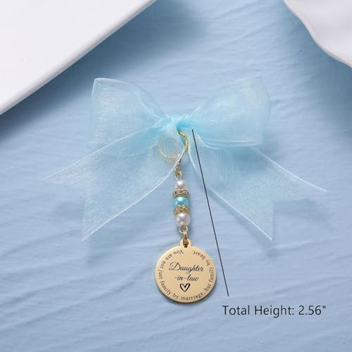 Image of MIXJOY Something Blue Gift for Bride, Wedding Day Bridal Blue Pearl Angel Wings Bouquet Garter Charm for Bride to Be