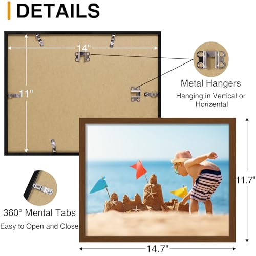 decorUhome 11x14 Picture Frames Collage Wall Decor, Display 5Pcs 4x6 Photos with Mat or 1Pcs 11x14 Unmatted, 5 4x6 Collage Picture Frames for Wall Mounting, Brown