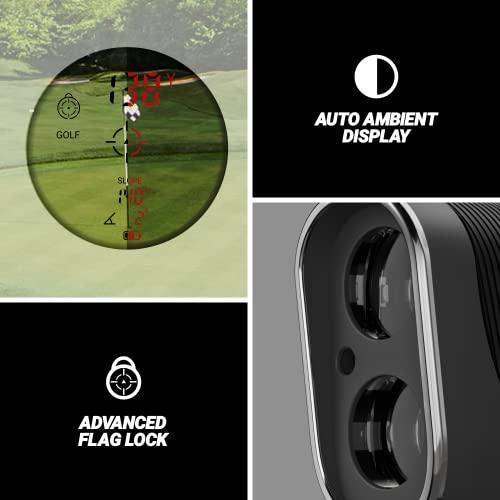Blue Tees Golf - Series 3 Max With Laser Rangefinder With Slope Switch - 900 Yards Range, Slope Measurement, Magnetic Strip, Ambient Display, Flag Lock With Pulse Vibration, 7X Magnification - Black #TOP4