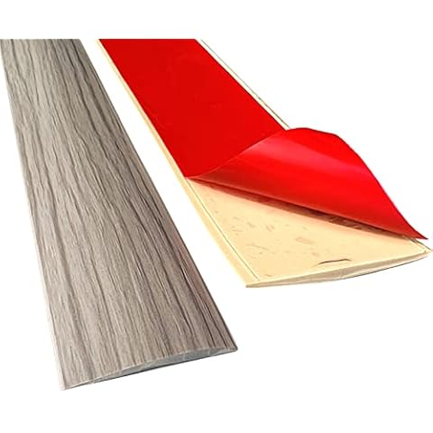 Übergangsprofil Selbstklebend 200 x 5 cm Vinyl Boden Abdeckleiste Übergangsleiste Ausgleichsprofil Böden Übergangsschiene Bodenprofil zum Kleben für Fliesen Laminat & Parkett, Türschwelle (A) Cover