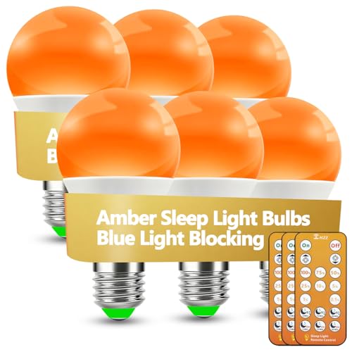 Wivety Sleep Light Bulbs Amber 1600K with Remote Control, E26