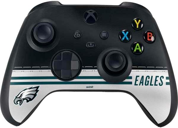 Skinit Decal Gaming Skin Compatible with Xbox Series X Bundle - Officially Licensed NFL Philadelphia Eagles White Striped Design