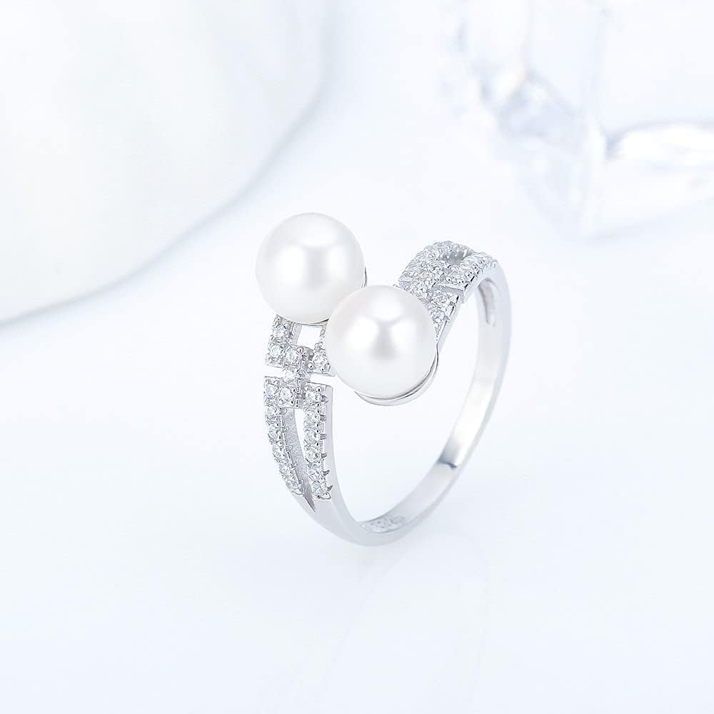 Sterling Silver CZ Gorgeous Design Adjustable Rings for Women, Design Ring Mounts Fittings with Pearl Seat for DIY Jewelry Making