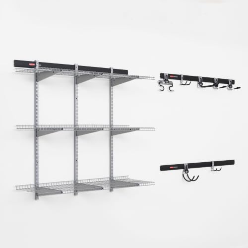 Image of Rubbermaid 25-Piece Fasttrack Garage Storage System Kit for Garage Organization