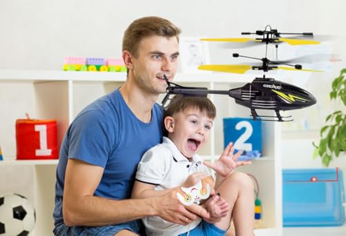 Image of RC Helicopter with Hand Gravity Sensor for Kids Flying Remote Control Toy, Chargeable LED Light & Smart Safety Sensor, Indoor Outdoor Play, for Boys & Girls - Pack of 1 ((blackyellow)