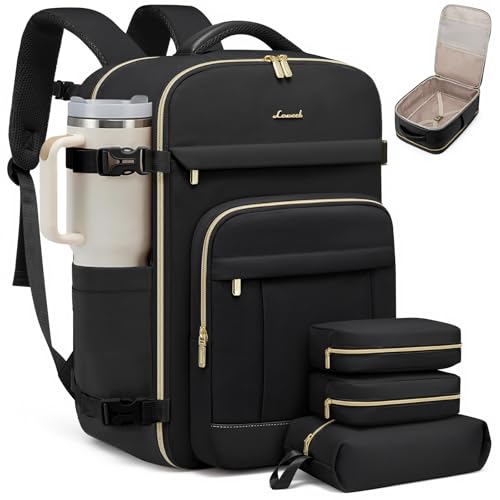 Image of LOVEVOOK Travel Backpack for Women & Men - 17.3 Inch Carry On Backpack & Personal Item Backpack for Airlines, Spacious and Durable Design, with 3 Packing Cubes