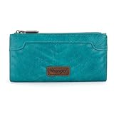 Wrangler Minimalist Wallet for Women Credit Card Wallet Ladies Travel Wallets Monederos de Mujer Card Cases & Money Organizers with Smooth Zippers for Womens Turquoise