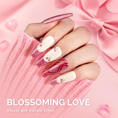 Image of MelodySusie Pink Glitter Gel Nail Polish,0.5fl oz Nails Soak Off UV LED Strawberry Sparkle Pink Gel Polish Gift for Women Nail Art Manicure Salon DIY Nail Design Decoration at Home-z201-A2619
