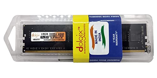 Image of Dolgix16GB DDR4 2666MHz Desktop RAM (Memory) U-DIMM | Long-DIMM | CL-19 | PC4-21333, (1Rx8 Single Rank) 3 Year Warranty (Made in India)