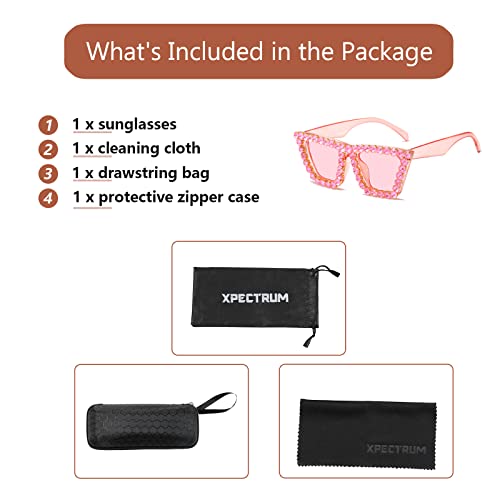 Image of Xpectrum Sparkly Diamond Sunglasses Bling Square Frame Festival Disco Rhinestone Accessories