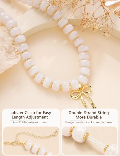 17KM Chunky Beaded Necklace for Women, Colorful Resin Bow Pendant Choker - image 6