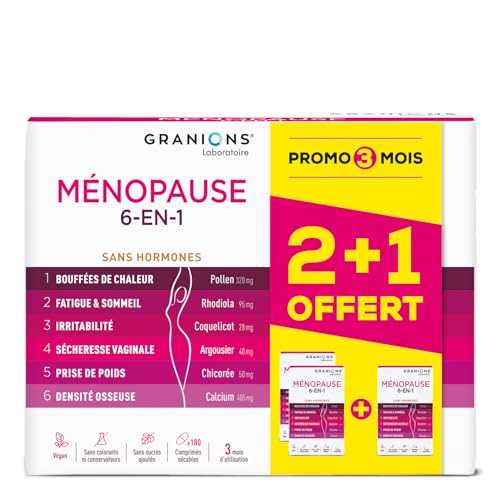 GRANIONS - MENOPAUSE 6-EN-1-3 MOIS | Menopause Bouffee de Chaleur et Poids - Ménopause Perte de...