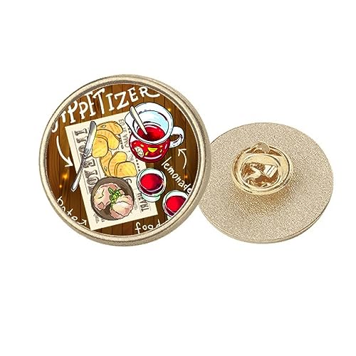 Broche redondo de metal dorado para aperitivo, limonada, filete de francia, Medium