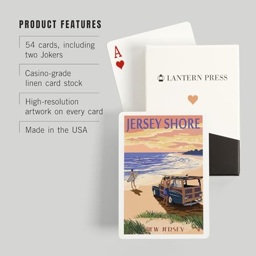 Lantern Press Jersey Shore, 52 cartas de póker tamaño estándar miniatura 3