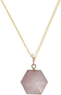 Elegante Collar De Piedra De Cristal Natural De Cuarzo Rosa Colgante Collar Pentagrama Estrella Piedra Cadena De Color Dorado, Joyería De Moda Regalos para Mujeres Accesorios
