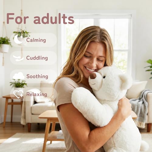 Image of Niuniu Daddy Weighted Polar Bear Stuffed Animals for Kids & Adults, 25 inch | 5lb Large Weighted Plushies Pillow for Sleeping and Calming, Cute Lying Plush Toy Huggable Gift for Everyday Comfort