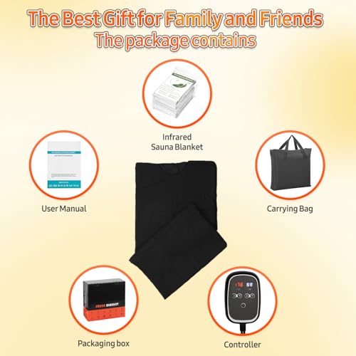 Image of Infrared Sauna Blanket for Home: Skin-Friendly PVC Leather Large Portable Blanket for Full Body Detox & Relaxation - Far Infrared Heating Adjustable 86-167℉ & 30-60 Min Timer 71 x 35.5Inch