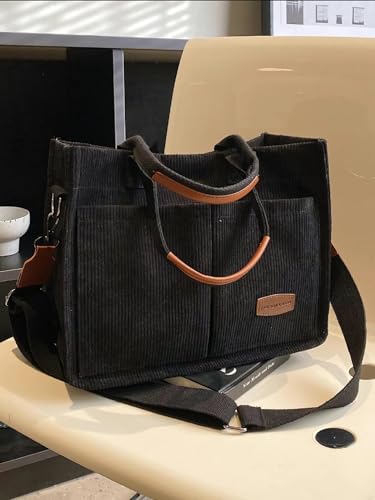 Image of Cherry Tote Bag for Women Canvas Patched Purse Cute Shoulder Bag Multi-Pocket Satchel Handbag for work travel