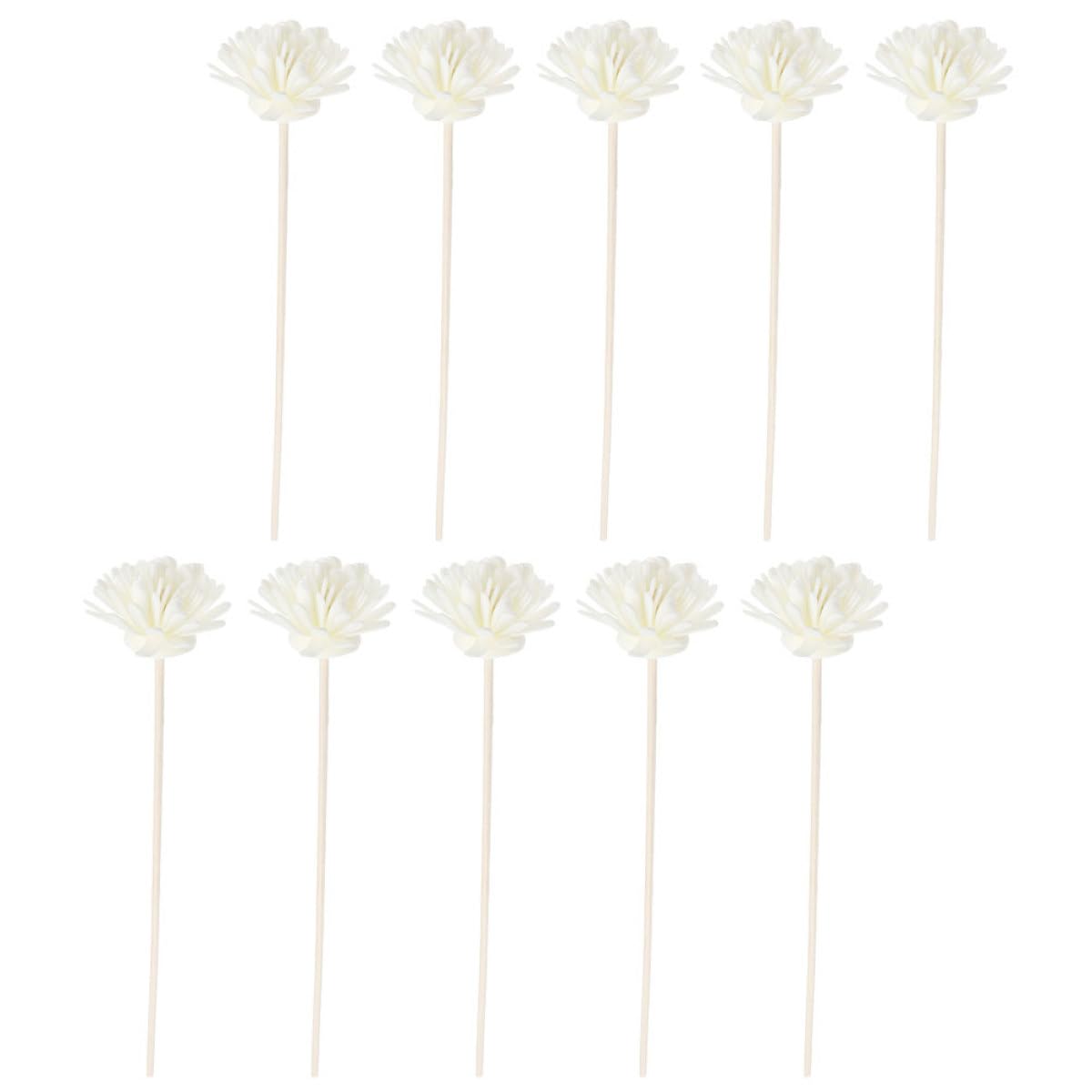 Veemoon Bâtonnets Diffuseurs Imitant Fleurs en Bois Blanc, 10 Pièces pour Diffuseur de Parfum Liquide, Décoration Intérieure et DIY Aromatique