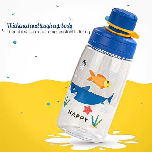 Image of BAYBEE Joy Baby Sipper Water Bottle for Kids | Spill-Proof & BPA Free Safe Sippy Water Bottle 480ml for Kids 6+ Months | Drinking Training Sipper Bottle for School Kids & Toddlers, Boys Girls (Blue)