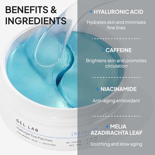 Gel Lab REGLOW Hyaluronic Acid & Caffeine Korean Skincare Eye Patches for Puffy Eyes, Dark Circles, and Wrinkles - Hydrating Under Eye Mask - 60 Gel Patches - Image 5