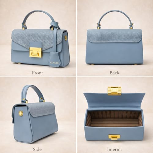 Image of KUNCHI CREST Women's Structured Handbag with Sling Strap | Premium Textured Flap Bag | Elegant Designer Purse for Party, Wedding & Office