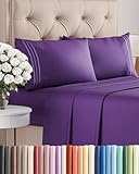 Queen Size 4 Piece Sheet Set - Comfy Breathable & Cooling Bed Sheets Set - Hotel Luxury Bedding for Women, Men, Kids, Teens, Boys & Girls - Deep Pockets, Ultra-Soft, Wrinkle Free - Oeko-Tex - Purple