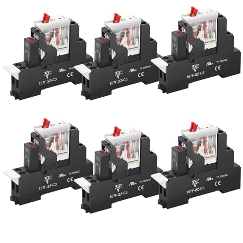Relais électromagnétique 24V CA lot de 6 avec bouton de test DPDT