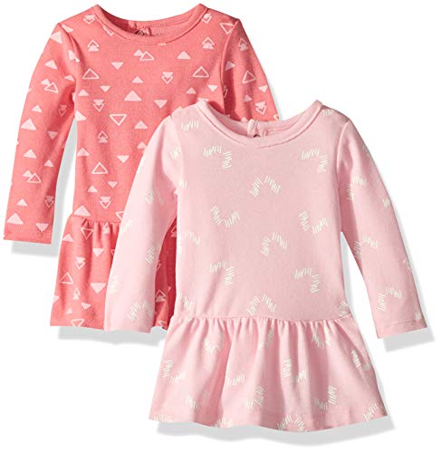 Hanes Baby Flexy 2 Pack Knit Long Sleeve Tunics, Pink Shapes, 0-6 Months