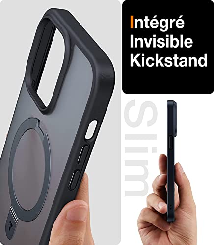 Coque iPhone 14 Pro Max aimantée avec support coque translucide noire