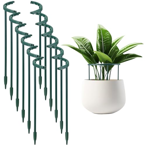 Auaok 12Pack Plant Support Stakes Half Round Plant Support Ring Plastic Plant Cage Holder Flower Pot Climbing Trellis for Small Plant Flower Vegetable Indoor and Outdoor Plants