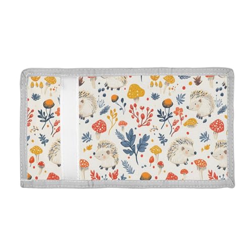 ALAZA Kids Wallets for Boys Girls Toddler Trifold Wallet Children Small Hedgehogs Mushroom with Zipper Coin Pocket2