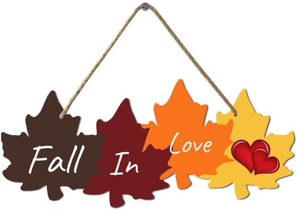 Miniatura 1 de Letrero de madera con texto en inglés "Fall In Love", decoración de otoño, decoración, hojas de arce de Acción de Gracias, para colgar en pared,