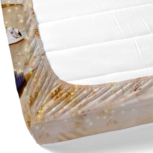 Image of Dream Weaverz 7D Bedsheet for Double Bed King Size with 2 Pillow Covers | Digital Printed & Fitted Elastic for Kids | Soft Glaze Cotton Feel | Fits Upto 12 Inch Mattress (Butterfly)