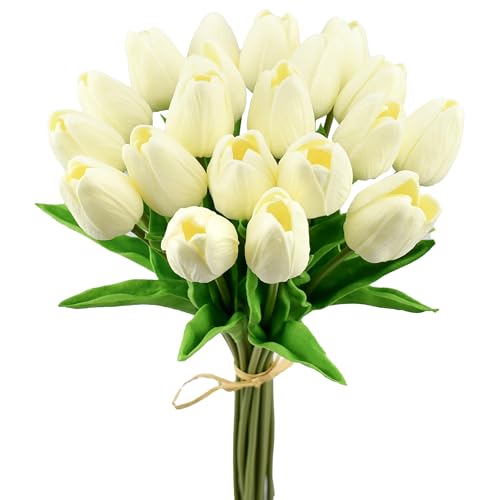 Image of Mandy's 20pcs Artificial Cream Tulips