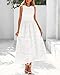 dowerme Women Summer Dresses 2025 Casual Sleeveless Crewneck A-Line Boho Lace Eyelet Cotton Tank Maxi Dress with Pockets(White,X-Large)