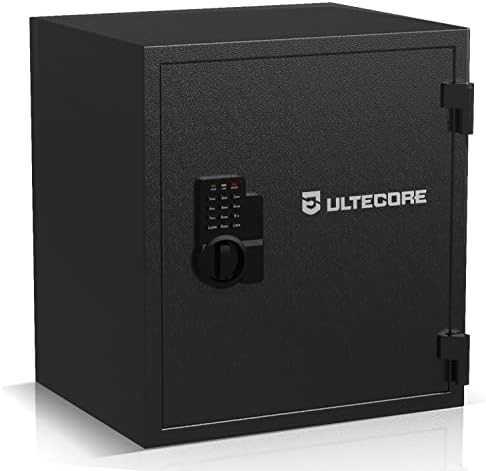 ULTECORE 2.6 Cubic Feet Security Fireproof Box with Digital Keypad Double Keys Home Gun Safe for Hotel Office Money Cash Jewelry 19 x 17.3 x 14 inches-Black