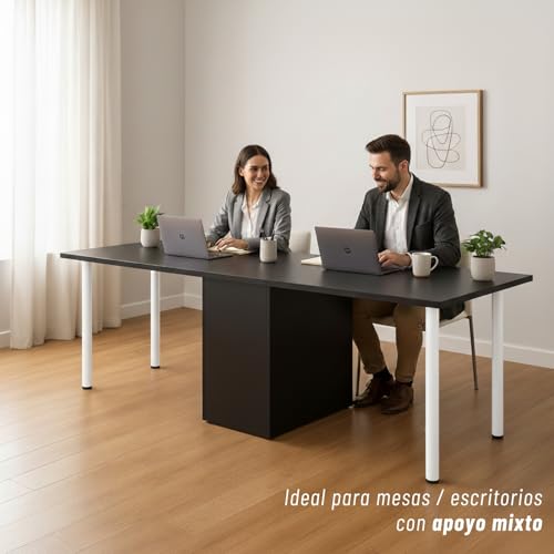 Miniatura 2 de Verdu Patas Para Mesas - Juego De 4 Patas Mesa De Acero De Alta Resistencia, Ø60mm, Altura De 710mm, Regulación Hasta 10mm, Soporte Superior En Zamak, Varios Acabados Disponibles Blanco