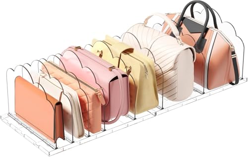 Organizador de Bolsas Ajustáveis Para Armários, Organizador de Bolsa Feminina, para Carteiras E Bolsas, Separadores para Estantes para Uso Doméstico e No Escritório, Transparentes