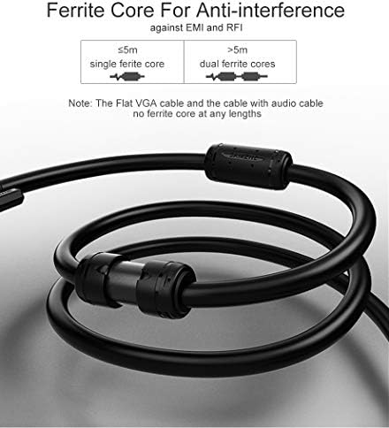 VGA Cable, VGA to VGA Cable Male to Male Gold Plated Connector HD 1080P Video Coaxial Monitor Lead with Ferrite Cores Compatible for PC, Projectors, HDTVs, Displays Laptop, DVD