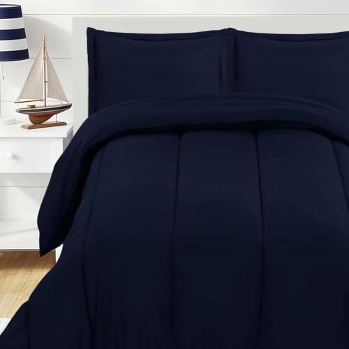 Utopia Bedding Navy Kids Comforter Set with 2 Pillow Shams 3 Piece Soft Microfiber Twin Bed Comforter with Pillow Shams Printed Kids Bedding for Boys and Girls Lightweight Breathable Easy Care