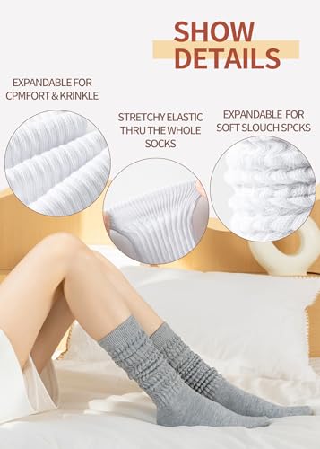 Slouch Socks Women Thigh High Boot Socks Soft Scrunch 3 Pair Pack