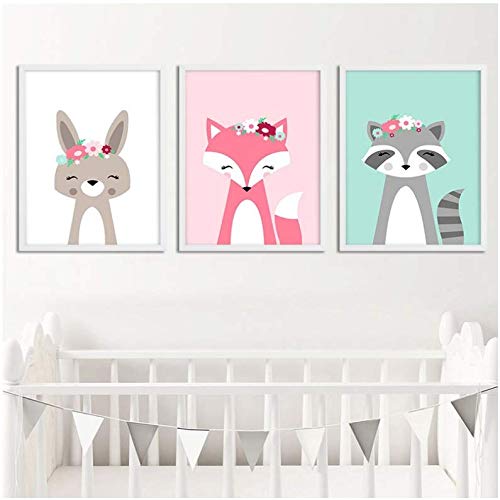 Pintura en lienzo de animales 50x70cm para colgar en paredes de dormitorios infantiles