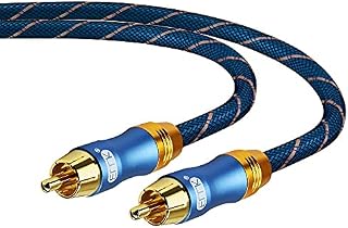 EMK Subwoofer Cable Digital Coaxial Audio Cable RCA Cable Male to Male Gold-Plated Braided Nylon RCA/phono Stereo Cable For DVD Speaker Smart-TV Soundbar (1m)