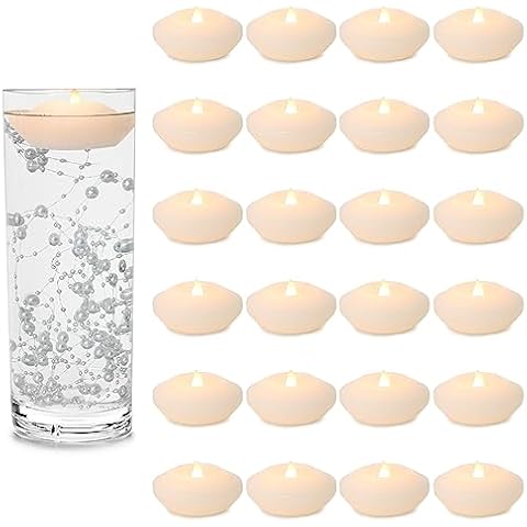 LARDUX 3 Inch Led Floating Candles - 24 PCS Flameless Water Activated Floating Tea Lights Fake Floating Tealight Battery Operated for Centerpieces Cylinder Vases Wedding Party Decorations Cover