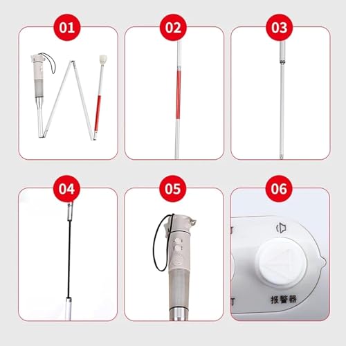 Bastón inteligente Blind Cane con luz LED para discapacidad visual - Bastón electrónico plegable para ancianos y ciegos