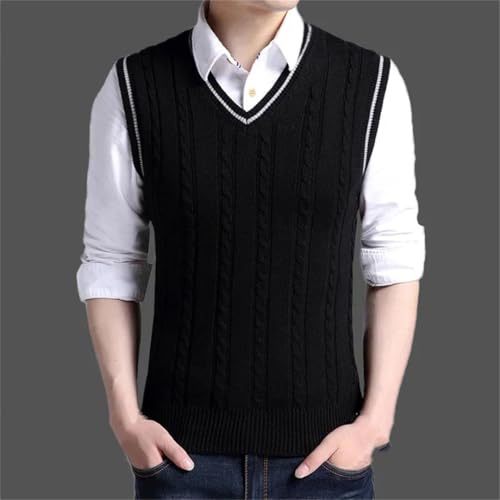 Men's Knitted Sweater Vest V Neck Contrast Color Casual Sleeveless Pullover Outwear Tops2
