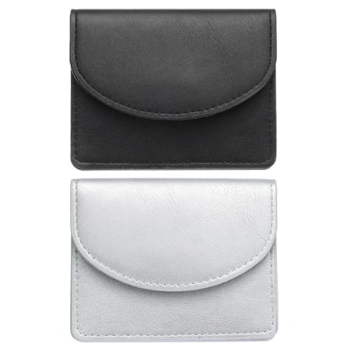 Fundas para tarjetas de visita uxcell tarjetero delgado de cuero con 3 ranuras rígidas