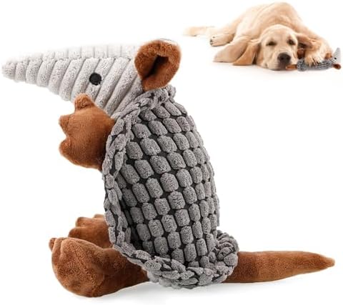 Dog Toys, 12 Inch Plush Dog Toys, Stuffed Toys for Small Medium Large All Breed Sizes Dogs, Big Armadillo Animals Toy, Puppy Chew Toy with Clean Teeth, Dark Gray